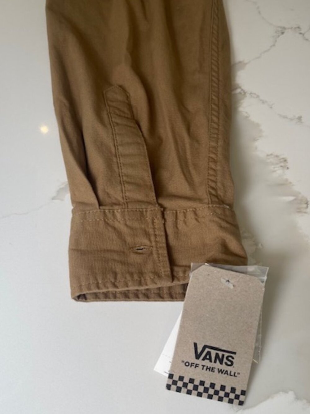 NWT Vans "Off the Wall" Men's XXL Button Up Shirt Long Sleeve Medium Brown/Khaki